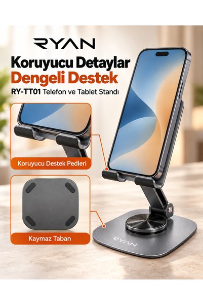 Ryan Desktop Phone Holder Tablet Stand 360 °   Rotatable Foldable Adjustable