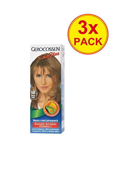 GEROCOSSEN Pachet 3x Vopsea de păr Color Plus, 10, Blond închis