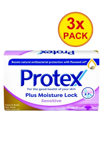Protex 3x Πακέτο Σαπούνι στερεό Plus Moisture Lock Sensitive 90γρ.