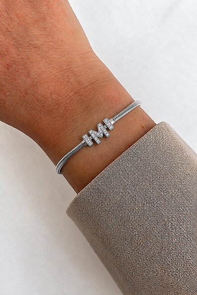 Leo'Stone Imported Series Letter m Fish Scale Chain Women's Steel Bracelet Do...