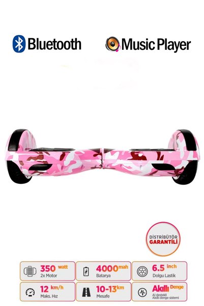 Genel Markalar Elektrikli Kaykay Scooter Hoverboard 6.5 Inch Pembe Kamuflaj G...