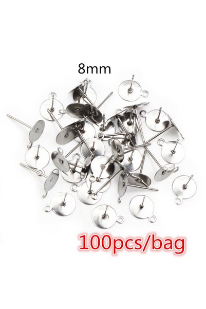 Choice 8mm x 100pcs 50-100pcs/lot No Fade Stainless Steel Gold Color Blank Ea...