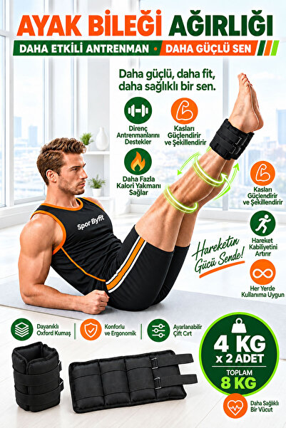 Spor Byfit 4 kg X 2 Pieces Black Hand or Ankle Weights