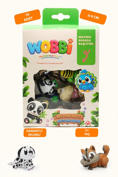 WOBBI MIX 10’lu Hareketli Hayvan Oyuncak Kutusu | Eğitici ve Eğlenceli Ekleml...