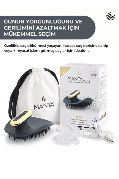 MANTA Pulse Titreşimli Saç Derisi Masaj Fırçası Ocean Blue Gold