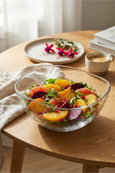 LAV Vira Glass Salad Bowl Set of 2 Large Size 950 ml (Preparation Bowl, Presentation Bowl)