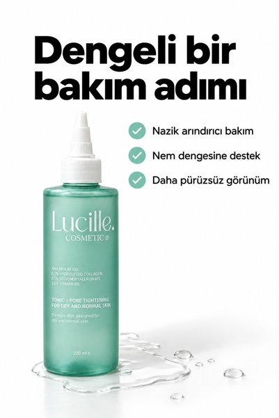 Lucille Collagen and Vitamin Pore Tightening Tonic for Dry and Normal Skin Vegan 200 ml