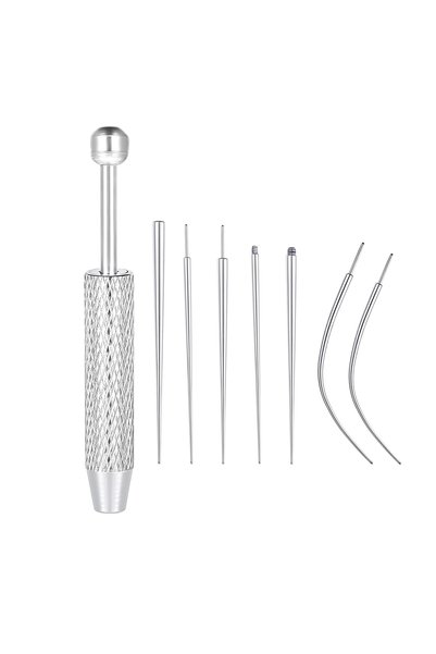 Choice 8PC-silvery 14/16/18G Titanium Curved Taper Insertion Pin Tool Interna...