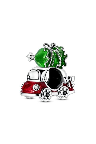 Choice19 KTC1784 925 Silver Charms Golden Santa Claus Gingerbread Pendant Bea...