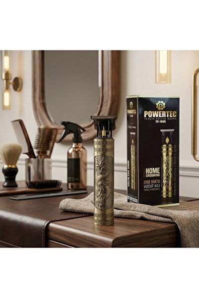 POWERTEC TR-1005 Ense ve Sakal Traş Makinesi T Bıçak USB Şarjlı Baskılı Gövde...