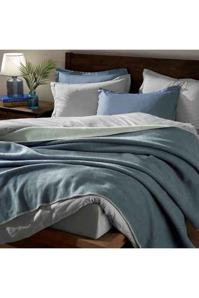 Linens Gloria Çift Kişilik Gri/Mavi Battaniye