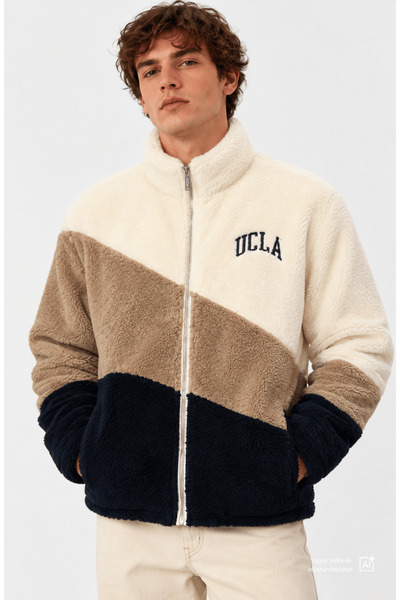 UCLA REGGIE Kemik Rengi Kıvırcık Polar Standard Fit Erkek Ceket