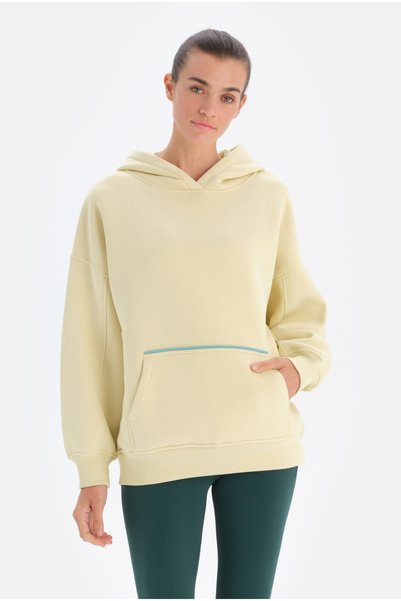 Dagi Light Green Active Back Printed Hooded Sweatshirt