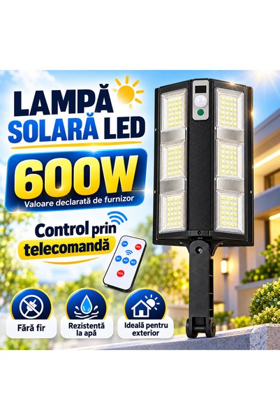 OEM Lampa Solara LED 600W Pentru Exterior cu Senzor de Mișcare, Telecomandă, ...