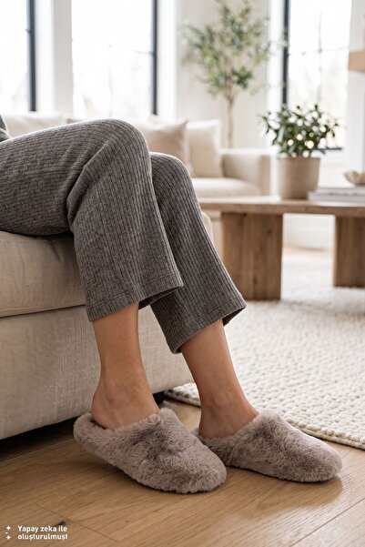 Twigy Stone Kadın Peluş Ev Terliği Pudra 37/41