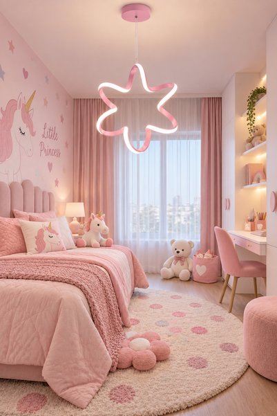 Elektroyou Yıldız Pembe Tekli Sarkıt Led Beyaz Işık Ultra Ledli Salon Mutfak ...