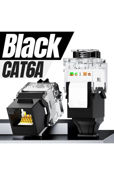 Choice CAT6A أسود، قطعة واحدة، مقبس شبكة AMPCOM RJ45 Keystone، CAT6A، CAT6، ق...