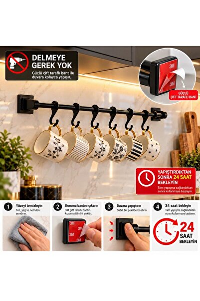 DECOOR MALL Cup Holder Black Cup Stand 6-Piece Presentation - Stand