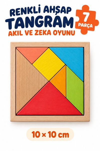 212toyzz Wooden Colorful Tangram 7 Pieces – Educational Mind, Intelligence, L...