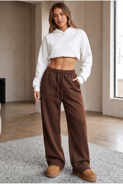 thefun fashion Pantaloni de trening de iarnă pentru femei, cu 3 fire, cu flee...