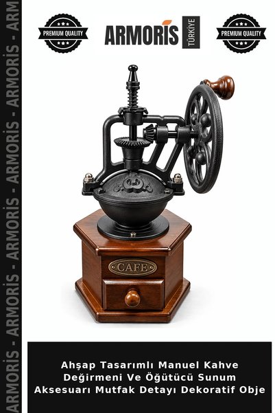 Armoris Wooden Design Manual Coffee Grinder and Grinder Presentation Accessor...