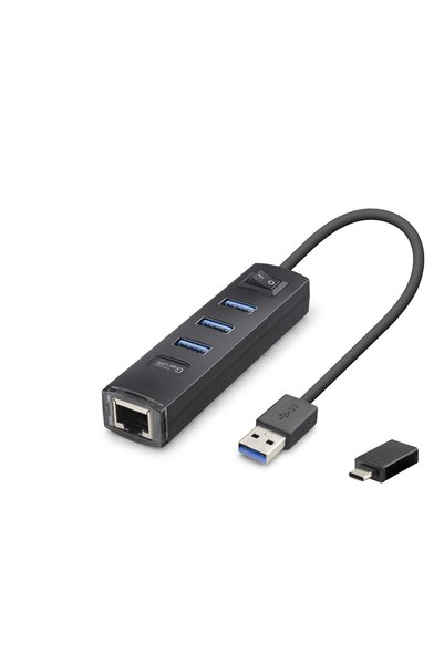 Angel Of Life Usb Type-c 3.2 Gen1 Hub Ethernet Gigabit 4 Port Siyah RJ4503