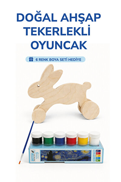 212toyzz Wooden Rabbit Toy Natural Handmade Paintable Educational Toy + 6-Pie...