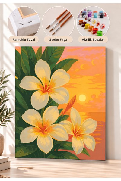 Carmen Sayılarla Boyama Tropik Çiçek 40x50 cm – Kasnaklı Tuval, Akrilik Boya ...