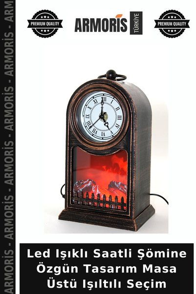 Generic Brand Led Lighted Clock Fireplace Original Design Tabletop Glowing Ch...