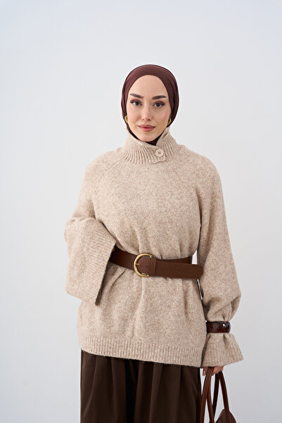 LOCCO Women's Turtleneck Sweater Pullover Stone