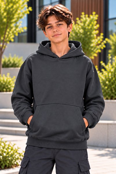 DAXİS Sportwear Company Boys' Hooded Oversized Sweatshirt with Kangaroo Pocket