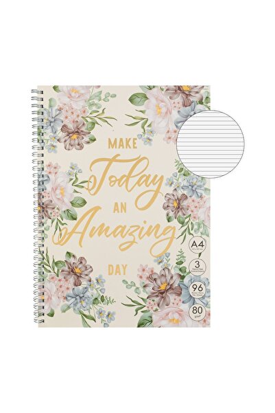 OEM Caiet A4 dictando Somon Floral Folie Aurie "Make Today" cu spirală și 3 S...