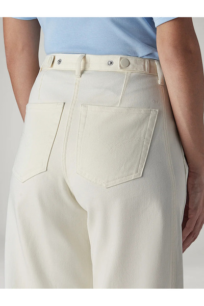 Levi's Off White Wide Leg High Waist Belted Trousers for Women 008Wa-0001