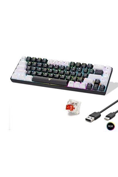 Angel Of Life Gaming Mekanik Klavye Tri Mod Rgb Red Switch - Siyah Beyaz MF1703B