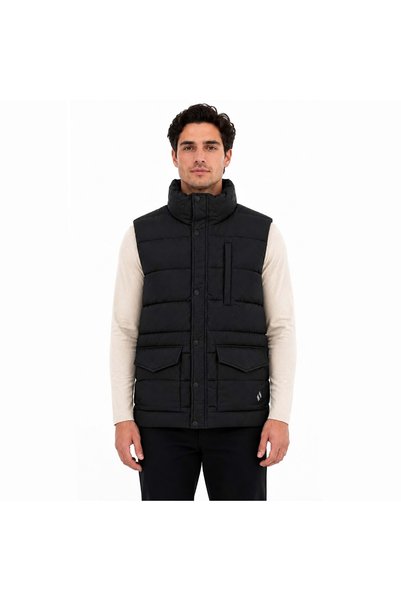 SKECHERS Puffer Erkek Siyah Dik Yaka Yelek