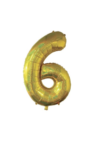 OEM Balon de Petrecere din Folie Metalizata Aurie Holografica Nr.6 - 110 cm