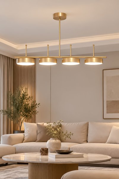 Turanconcept Çello 4'lü Led Modern Tasarım 3 Renk Işık Seçenekli Enerji Tasarruflu Led Avize Mutfak Salon Çocuk Odası Giyinme Odası