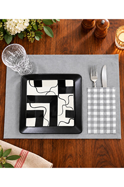 Zeren Home Novogodišnji set posuđa – 6 komada 35x45 cm, vodootporni sivi podm...