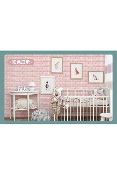 OEM Set de 5x tapet autoadeziv 3D, 77*70 cm, cărămizi roz