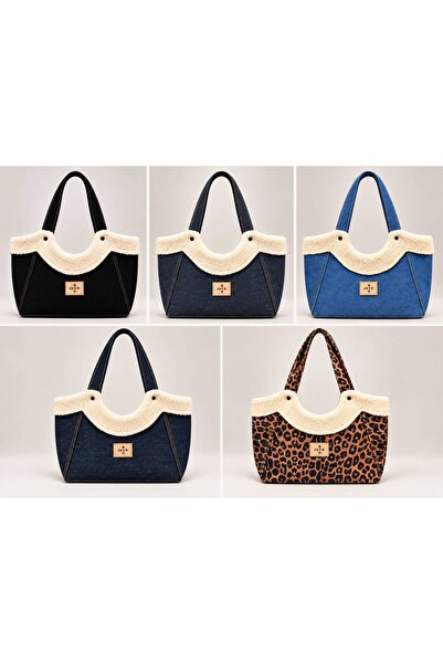 NARRATİVA Denim Plush Detailed Shopper Bag