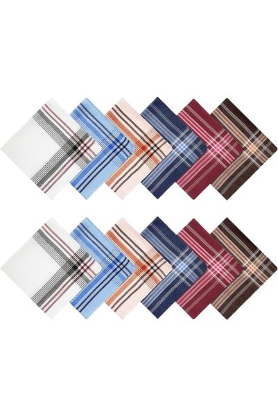 SWIUKPHE 12 Pack Men's Handkerchiefs 14.17*14.17 inch Handkerchiefs for Men P...