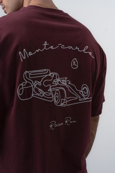 Respire Tricou Oversize Bărbați, Tricou Supradimensionat Streetwear cu Broderie și Linie Grafică F1 Monte Carlo Riviera Run