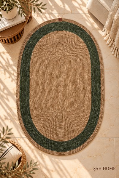 ŞAH HOME Oval Kilim Çok Amaçlı Leke Tutmaz Dokuma Dekoratif Salon Mutfak Halı...