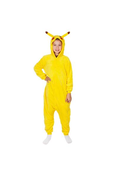 MyOfficeShop Pijama salopetă Pikachu pentru copii, mărimea 120-130 cm