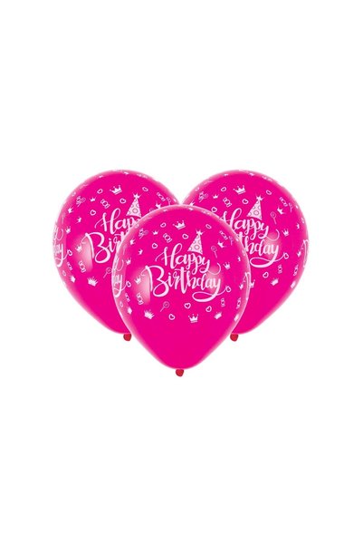 OEM Baloane de Petrecere Fucsia Happy Birthday 23 cm – 10 buc.