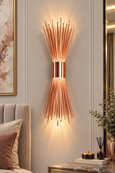 PareysHome Kirpi Aplik Gold Renk LED Duvar Apliği Pil ve Elektrik Bağlantılı ...