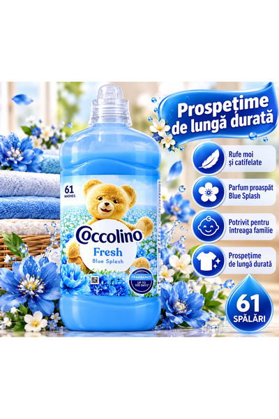Coccolino Balsam de rufe Fresh Blue Splash, 61 spălări, parfum proaspăt, hain...