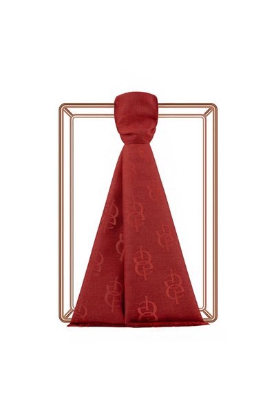 ipekevi Monogram Yün İpek Şal 09326-Bordo