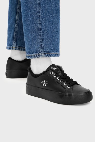 Calvin Klein Logolu İçi Kürklü Deri Sneaker Ayakkabı HW0HW032350GJ Kadın AYAKKABI HW0HW03235 0GJ