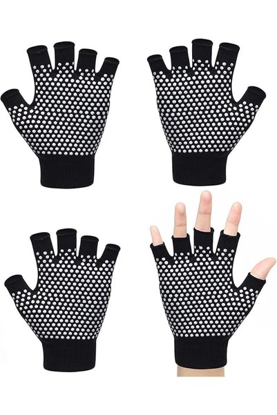 KASTWAVE Yoga Gloves Non Slip Womens, 2 Pair Fingerless Pilates Exercise Grip...